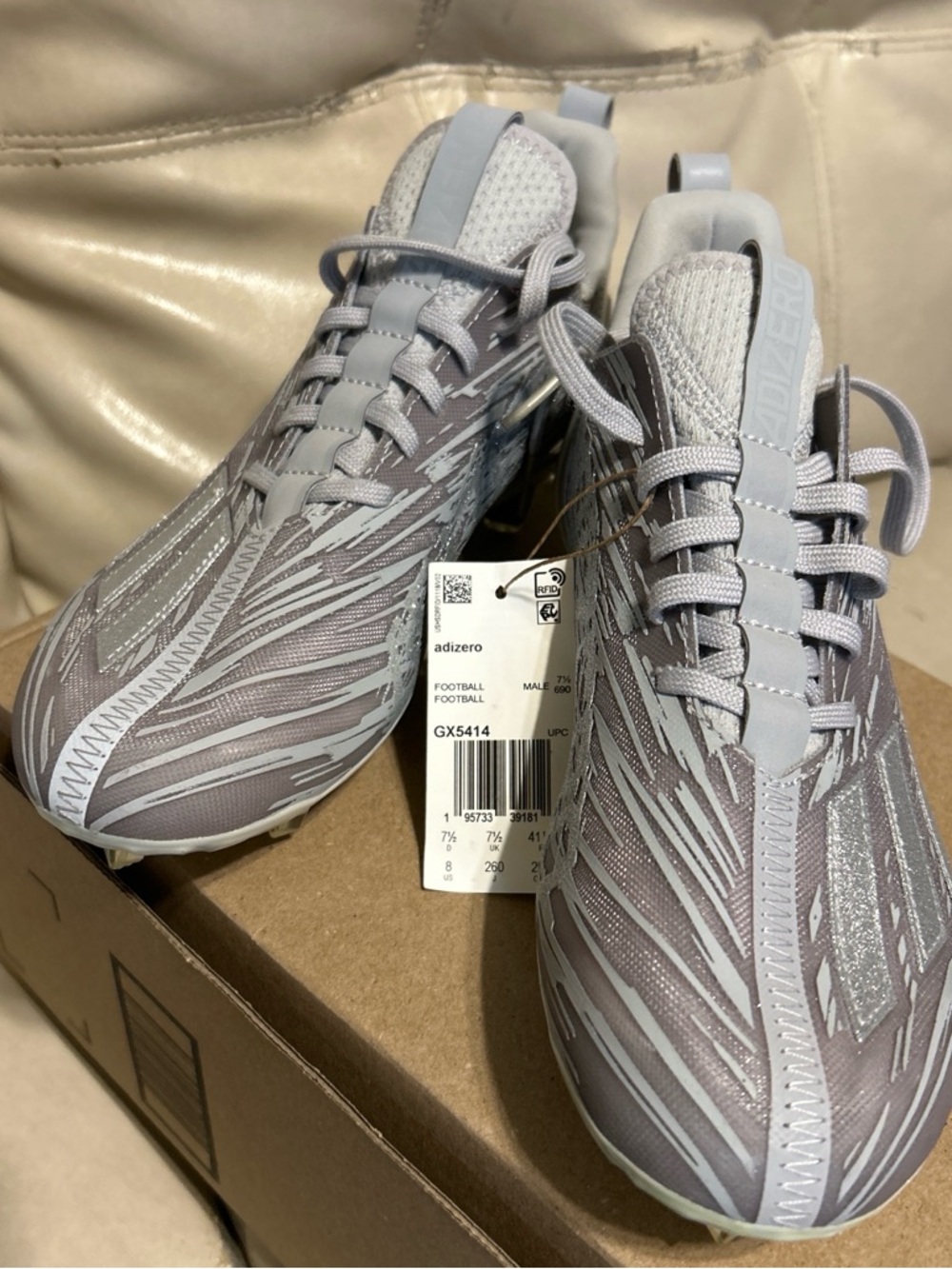 adidas Men’s Adizero Football Cleats - Light Grey